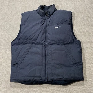 Vintage Nike Down Gilet Mens XL Black Reversible 90s Puffer Vest - Picture 1 of 12