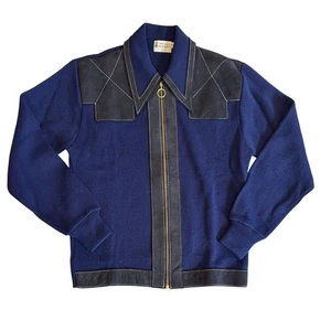 Vintage Dolchkragen Full Zip Pullover Wildleder Rockabilly Western Country 70er - Bild 1 von 7