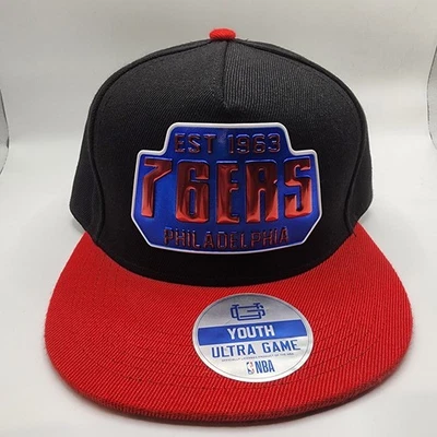 Gorra Philadelphia 76ers Snap Back Juvenil Ultra Juego Negra Roja NBA Baloncesto Foto 1 de 4