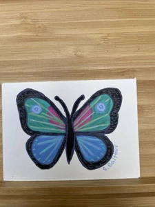 aceo pintura original, mariposa, colorido, acrílico, 2,5” x 3,5”, miniatura - Imagen 1 de 3