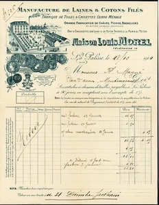 France - Facture - La Palisse - Maison Louis Morel - Manufacture de Laines & Cot - Picture 1 of 1