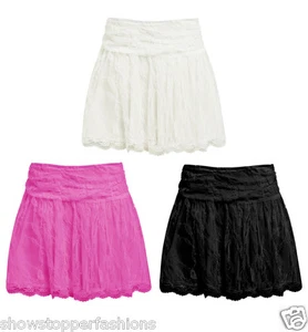 NEU Spitzenrock Damen Shorts Röcke Damen Mini schwarz Seitenreißverschluss - Bild 1 von 8