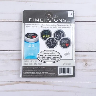 Dimensions Embroidery Mason Jar Toppers Greetings B10 - Image 1 of 2