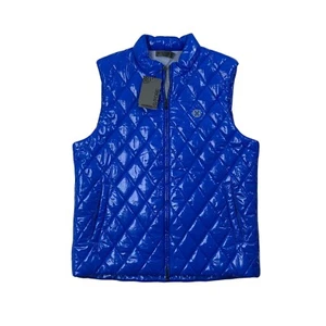 G/Fore Vest Mens L Large Racer Blue Coated Nylon Quilted Puffer Wool Lined Golf - Picture 1 of 12