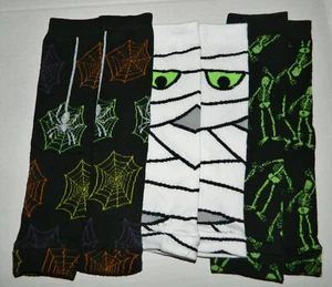 Lot of 3 Pairs of girl's HALLOWEEN Leg Warmers CUSTOM Skeletons Spiders Mummy - Bild 1 von 4
