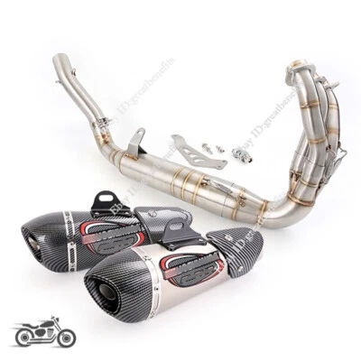 Full Exhaust System Front Pipe Muffler Silencer For Yamaha MT-09 FZ09 2020-2023 - Image 1 of 4