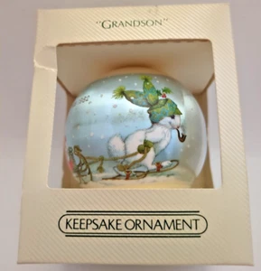 Hallmark Unbreakable Satin Keepsake Ornament Grandson 1982 QX224-6 - Picture 1 of 6