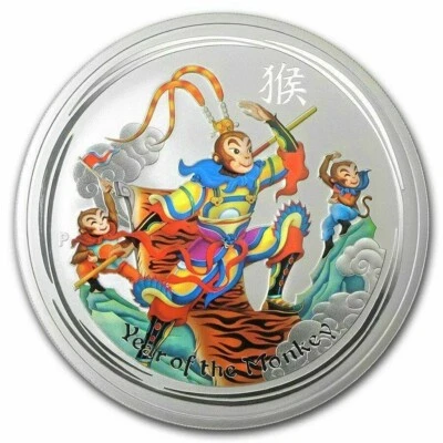 Moneda de plata Australian Pert 2016 coloreada Monkey King 1/2 oz como nueva Foto 1 de 2