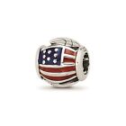 Reflection Beads Sterling Silver Enameled USA Flag American Theme Bead
