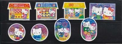JAPAN 2012 HELLO KITTY & DEAR DANIEL GREETING 80 YEN COMP. SET OF 8 STAMPS USED - Image 1 of 4