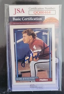 Len Dykstra Autographed 1991 Topps Card Phillies / 86 Mets JSA LOA - Picture 1 of 1
