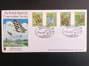 Juego de mariposas GB Benham 1981 en cubierta de barbacoa primer día - Sherborne, Dorset SHS - Imagen 1 de 1