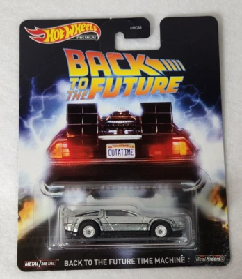 Hot Wheels Premium Back to Future Time Machine DMC Delorean Real Riders Diecast - Image 1 of 4