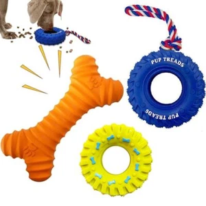 Dog Toys Tyre Rubber Squeaks Pulling Tugging Interactive Cleaning Teeth Chew Toy - Picture 1 of 20