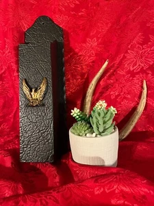 Vintage Cast Iron Matchstick Holder, Ornate Matchstick Holder, Eagle Crest, Wall - Picture 1 of 7
