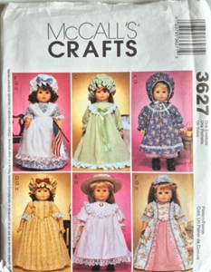 MCCALLS PATTERN 3627  DRESSES NIGHTGOWN  18" PERIOD  DOLL CLOTHES  UNCUT FF - Picture 1 of 2