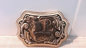 Vintage? Unmarked Belt Buckle Flower Pattern Pre-owned - Picture 1 of 8