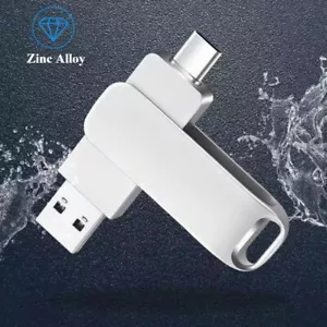 4G Silver 2in1 Type-C & USB-A Zinc Alloy Flash Driver For Mobile Phones Computer - Picture 1 of 9