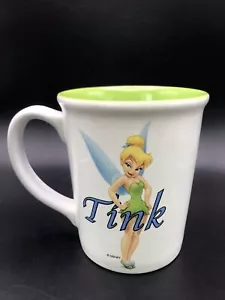 VINTAGE TINKERBELL MUG 2000 DISNEY STORE TINK JUMBO GREEN INLAY WHITE CERAMIC - Picture 1 of 10