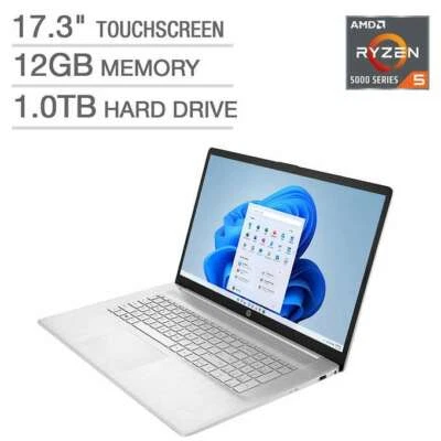 HP 17.3" Touch 17-cp0035cl AMD Ryzen 5 5500U 12gb DDR4 1TB Webcam Bluetooth W11 - Image 1 of 4