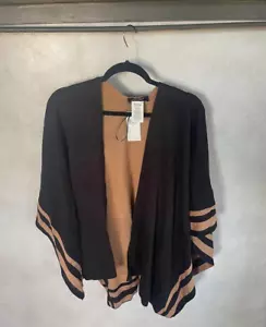 Lauren Ralph Lauren Jet Setter Ruana Black/Camel One Size - Picture 1 of 6