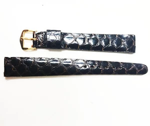 Correa de reloj JB Champion genuina serpiente vintage 16 mm marrón acero inoxidable SS oro hebilla - Imagen 1 de 2