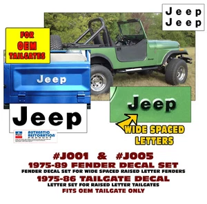 QJ-J001 J005 1975-1989 JEEP CJ - FENDER LETTERS and TAILGATE - 3 DECAL KIT - Picture 1 of 1