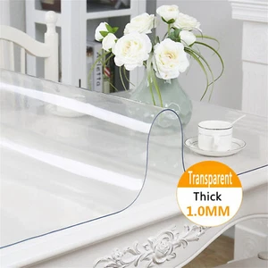 1mm Thick Clear Transparent Vinyl PVC Tablecloth Table Protector Plastic Cover - Picture 1 of 11