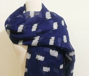 Sheep Scarf, Farm Animal Scarf, Navy Blue Sheep Print Scarf, Sheep Gifts, Lamb - Picture 1 of 1