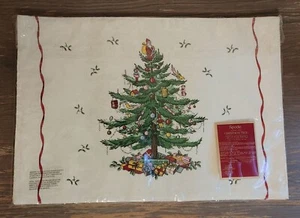 New Spode Christmas Tree Rectangular Cotton Poly Placemats 13" x 19" set 4 NIP - Picture 1 of 7