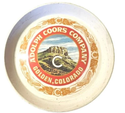 Coors Beer Tray Adolph Coors Co Golden Colorado 13” White Round Plastic Vintage - Image 1 of 2