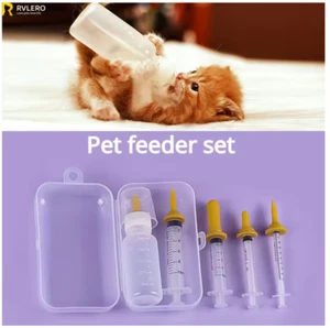 4 Pet Feeding Nipple-Contains 4 Syringes for Newborn Kittens Dogs with Bottle - Picture 1 of 17
