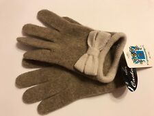 NWT PORTOLANO Women Bow Knit Cashmere Gloves One Size Black/Grey, Brown/Beige