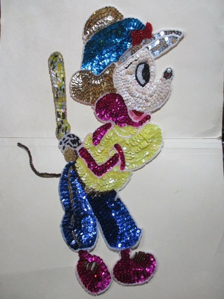 Miinnie Mouse at Bat Lentejuelas y Cuentas Coser o Pegar Apliques Grandes NUEVO Foto 1 de 4