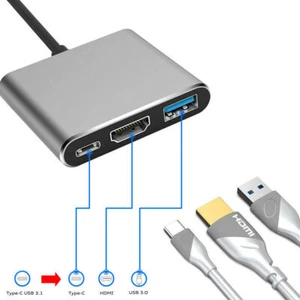 Type C to USB-C 4K HDMI USB 3.0 Multi Port Hub Adapter Cable For Macbook Pro - Picture 1 of 3