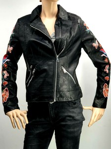 schwarze jacke mit lederärmeln