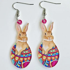 Mehrfarbige Acryl Kaninchen Ostern Tag Ohrringe für Mädchen 2023 Neu Urlaub Schmuck - Bild 1 von 18