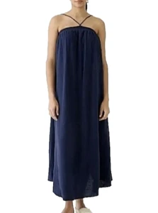 Nuevo con etiquetas Vestido J Crew Halter Maxi Azul Marino Resort Gasa Suave Talla XS - Imagen 1 de 13