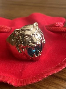 Elvis Presley Gold Tone Lions head Ring~ Green Stone In MouthSize US 6.25 UK M - Imagen 1 de 4