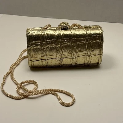 Vintage La Regale Gold Lame Shaped Evening Bag - Image 1 of 4