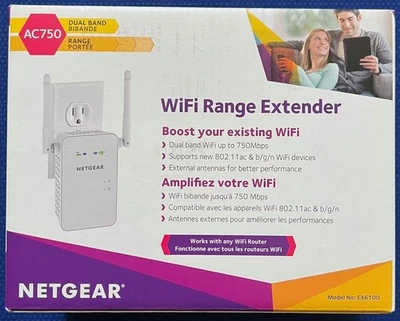 NEW Netgear EX6100 AC750 Range extender Repeater 802.11ac WIFI HD Streaming - Image 1 of 4