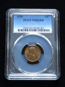 Centavo Lincoln 1930 graduado PCGS MS63RB #45086182 - Imagen 1 de 4