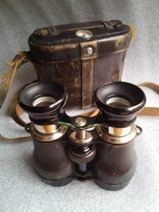 Galileo style large diameter binoculars Antique vintage w/leather case classic - Picture 1 of 7