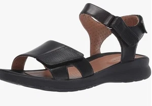 Ladies Clarks Unstructured Un Adorn Calm Black leather Strap Sandals 4 UK 37 VGC - Picture 1 of 21