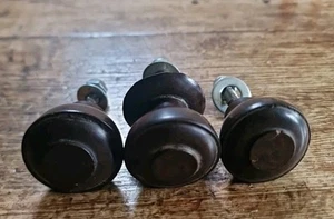 Collection of 3 Original Vintage 1930s Brown Bakelite cupboard Door Pull Knobs - Picture 1 of 5