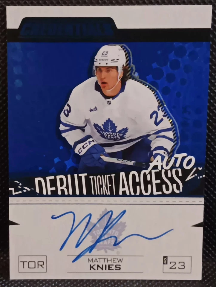 2023-24 CREDENTIALS BLUE DEBUT TICKET AUTOGRAPH ROOKIE MATTHEW KNIES /35 RC AUTO - Image 1 of 3