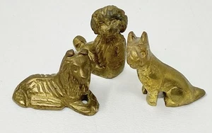 Lot 3 Vintage Brass Dog Puppy Figures Small Trinket Shelf Display Made In India - Picture 1 of 10
