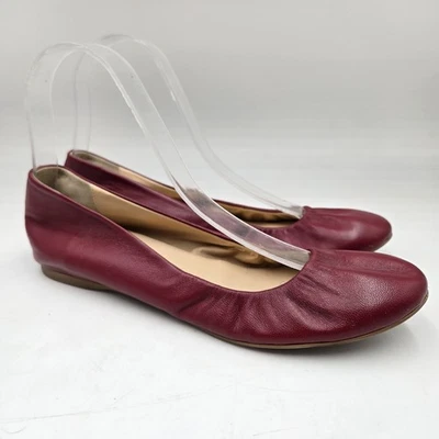 Pisos de ballet J Crew Cece de cuero rojo talla 7,5 hechos en Italia sin cordones carrera informal Foto 1 de 4