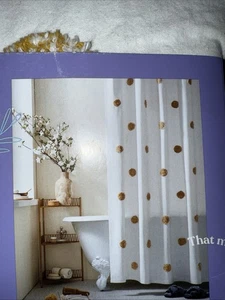 new GOLD SPICE Wild Sage ESMARIA Pattern 72x72-inch 100% Cotton Shower Curtain - Picture 1 of 4