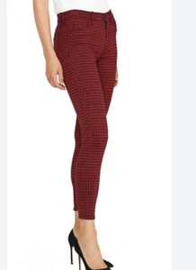 Pantalones al tobillo a cuadros ZARA para mujer rojos negros academia grandes retro elásticos elegantes - Imagen 1 de 21
